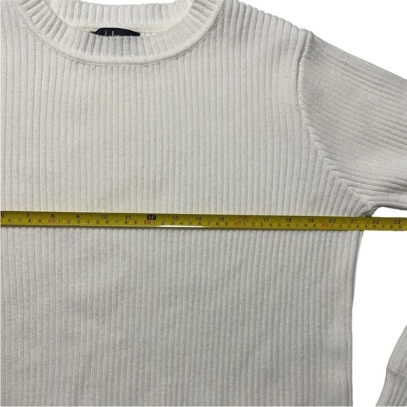 Lulus Cream Ribbed Knit Long Sleeve Cropped‎ Pullover Sweater  Size L - Picture 9 of 9